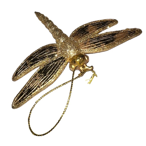 GOLD GLITTER DRAGONFLY ORNAMENT - Picture 4 of 5